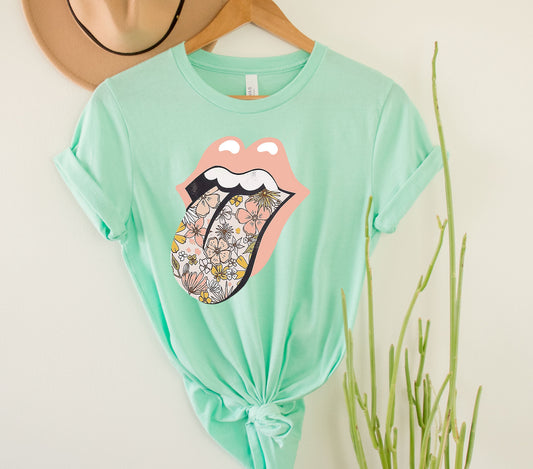 Wholesale Retro Stone Graphic Tee - Mint
