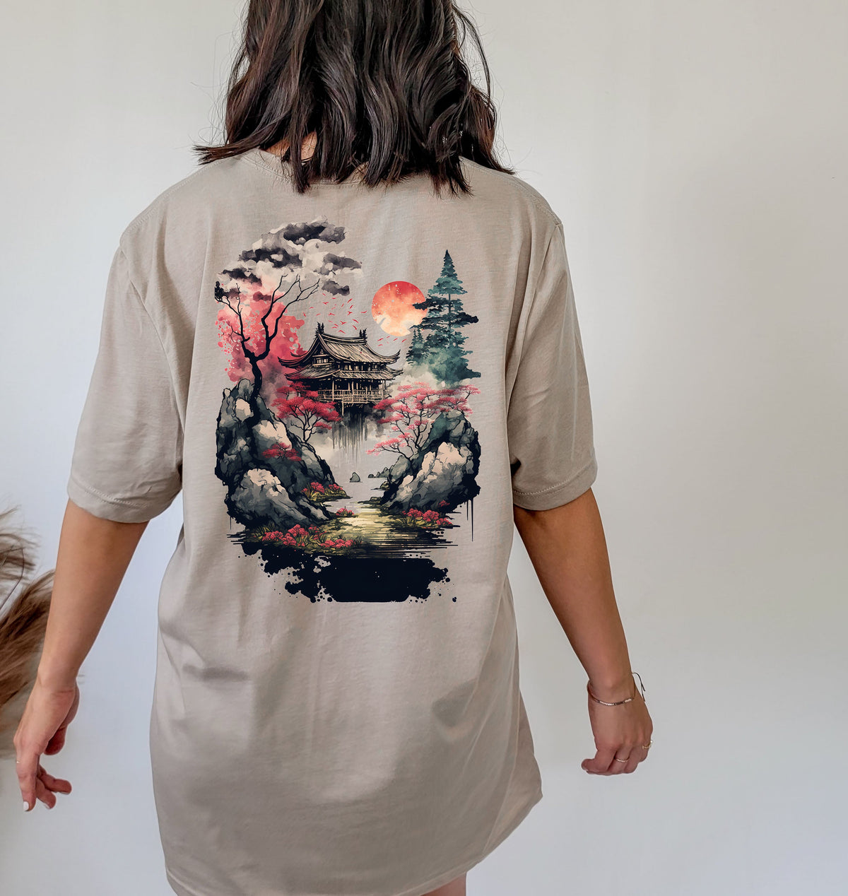 Wholesale Rising Sun Graphic Tee - Tan