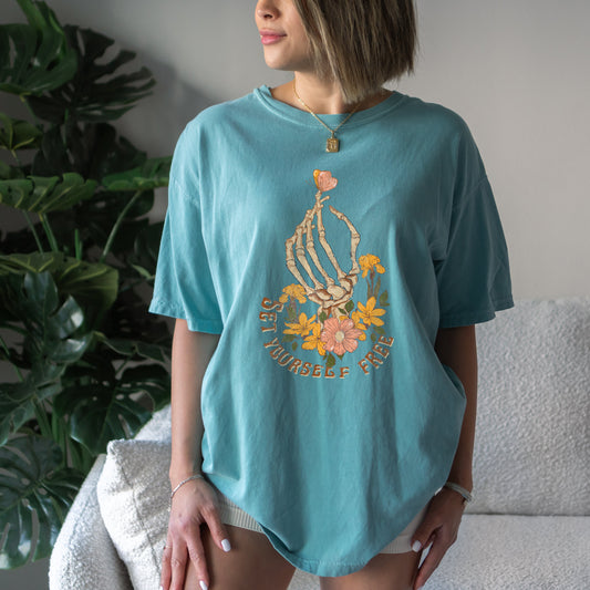 Wholesale Set Yourself Free Graphic Tee - Mustard