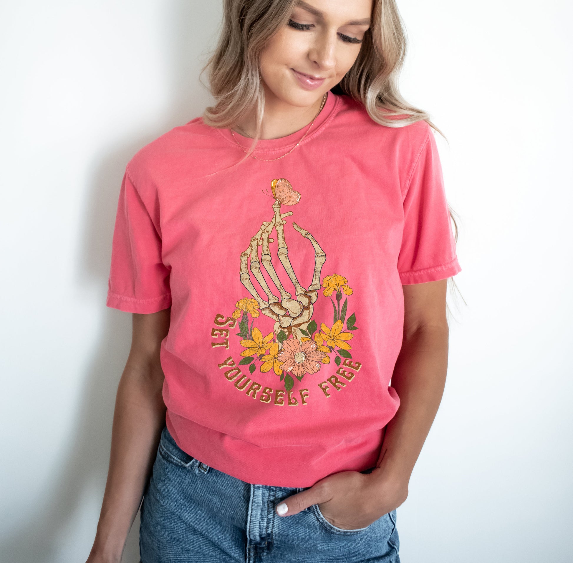 Wholesale Set Yourself Free Graphic Tee - Chalky Mint