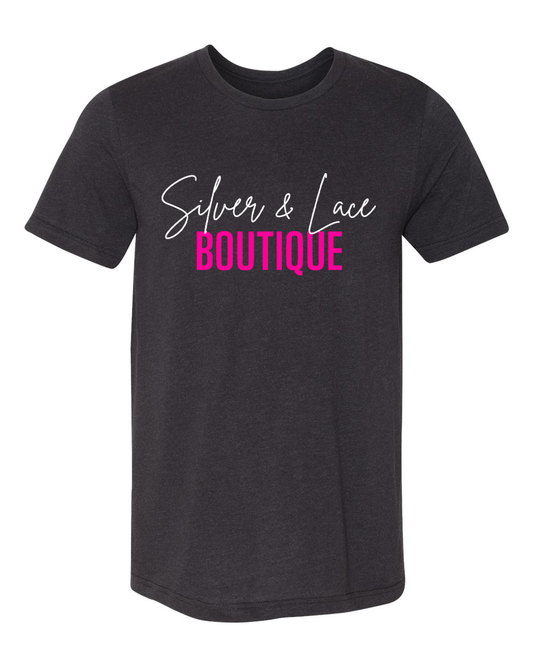 Wholesale Silver & Lace Custom Graphic Tee - Triblend black