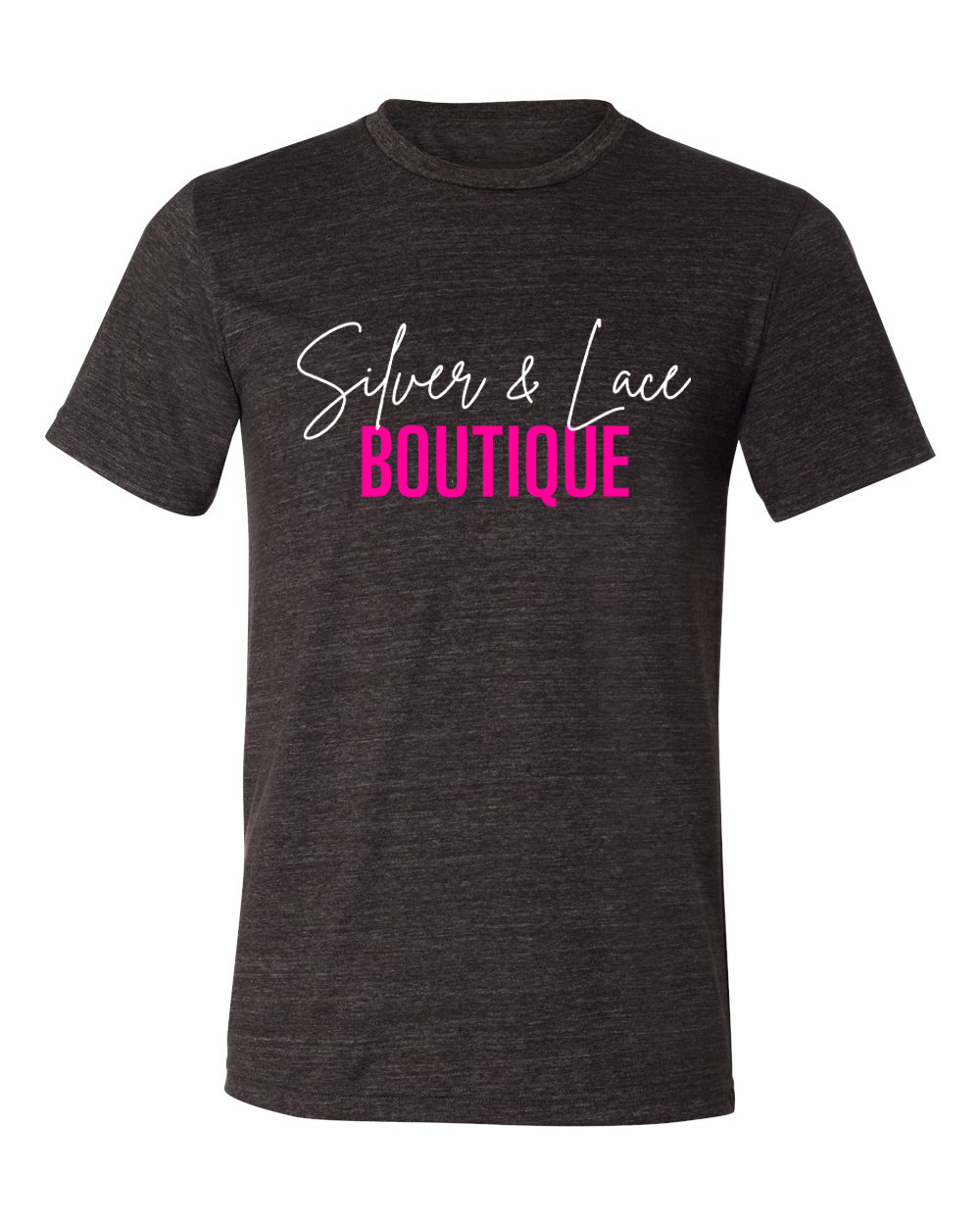 Wholesale Silver & Lace Custom Graphic Tee - Triblend Charcoal