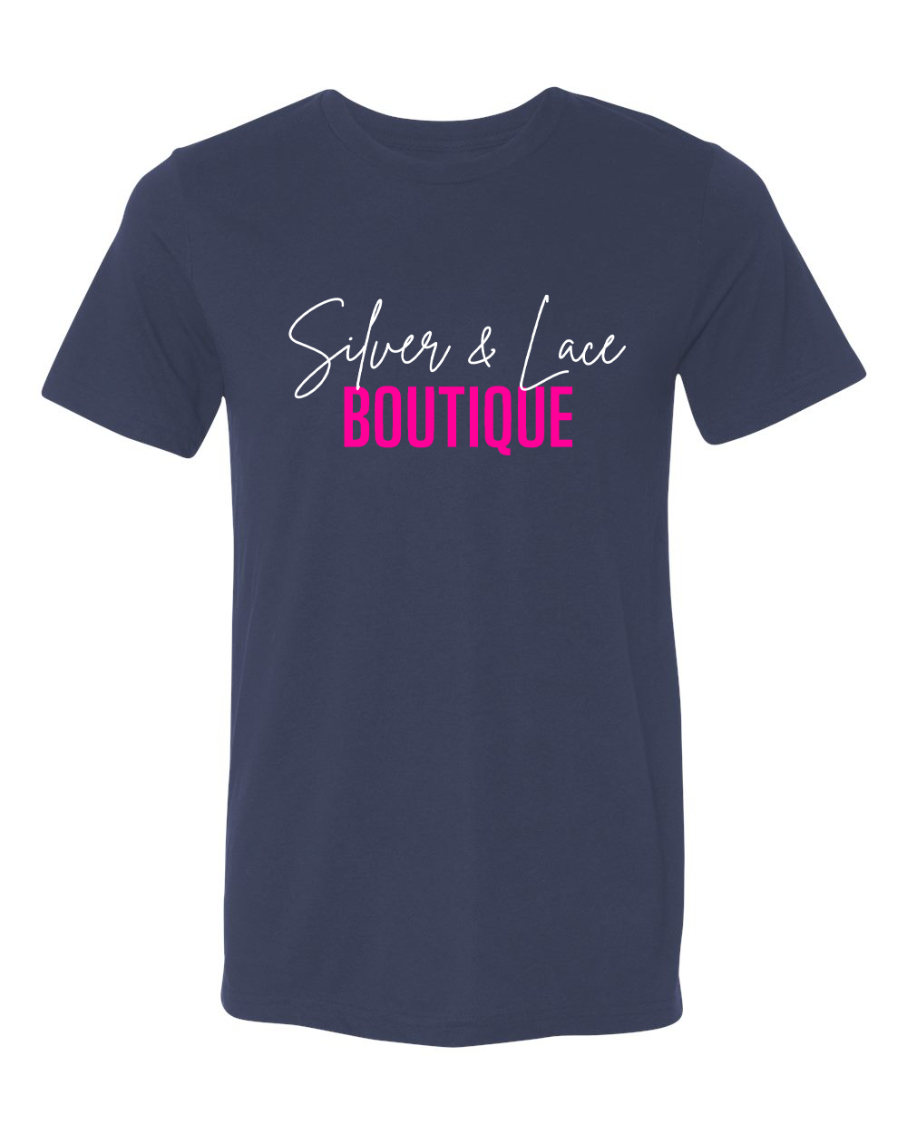 Wholesale Silver & Lace Custom Graphic Tee - Triblend Navy