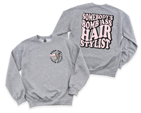 Wholesale Somebody's Bomb Ass Hairstylist Graphic Tee - White Tee