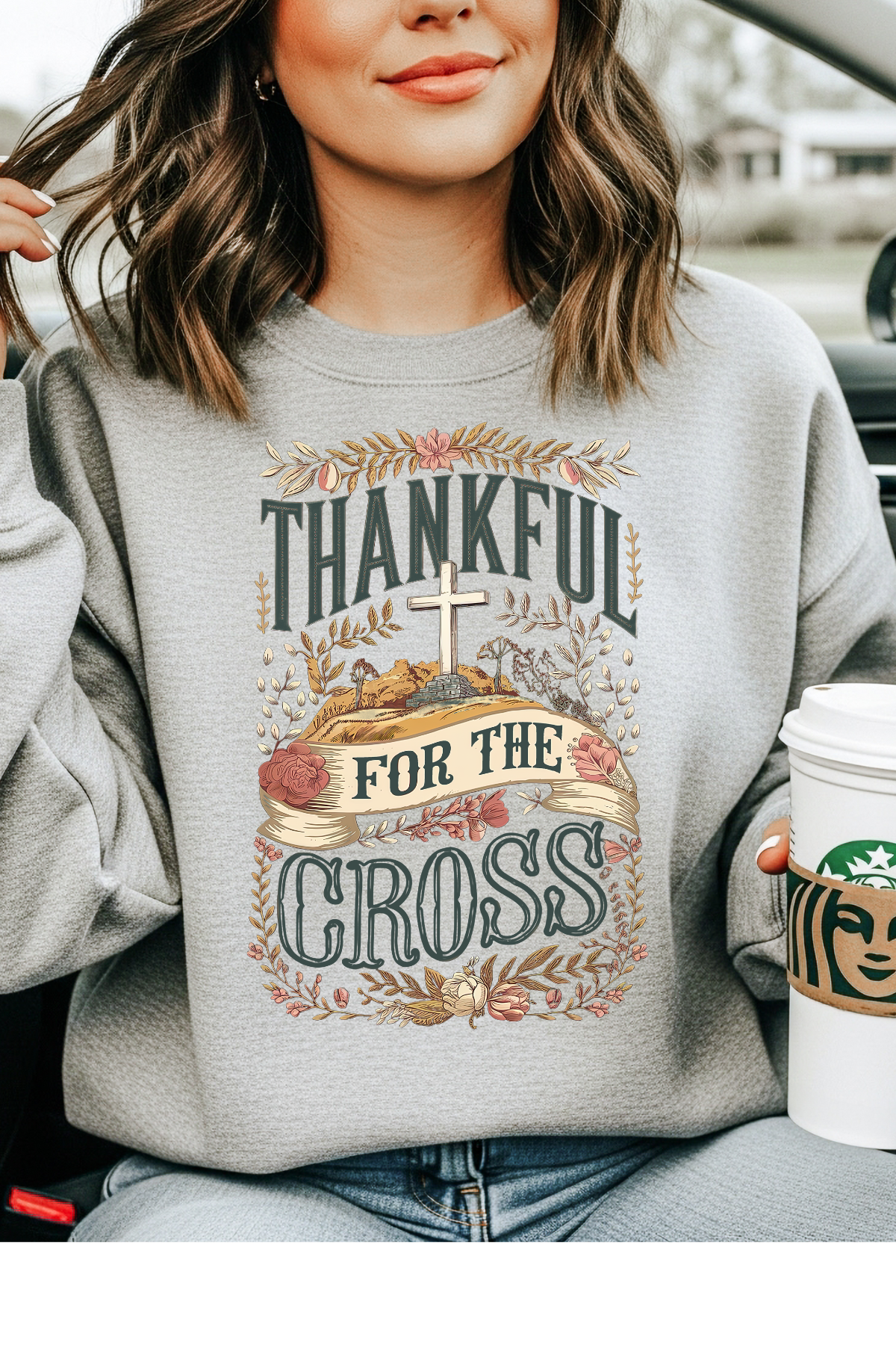 Wholesale Blush - Thankful for the Cross #1 - Sports Grey Gildan Sweatshirt