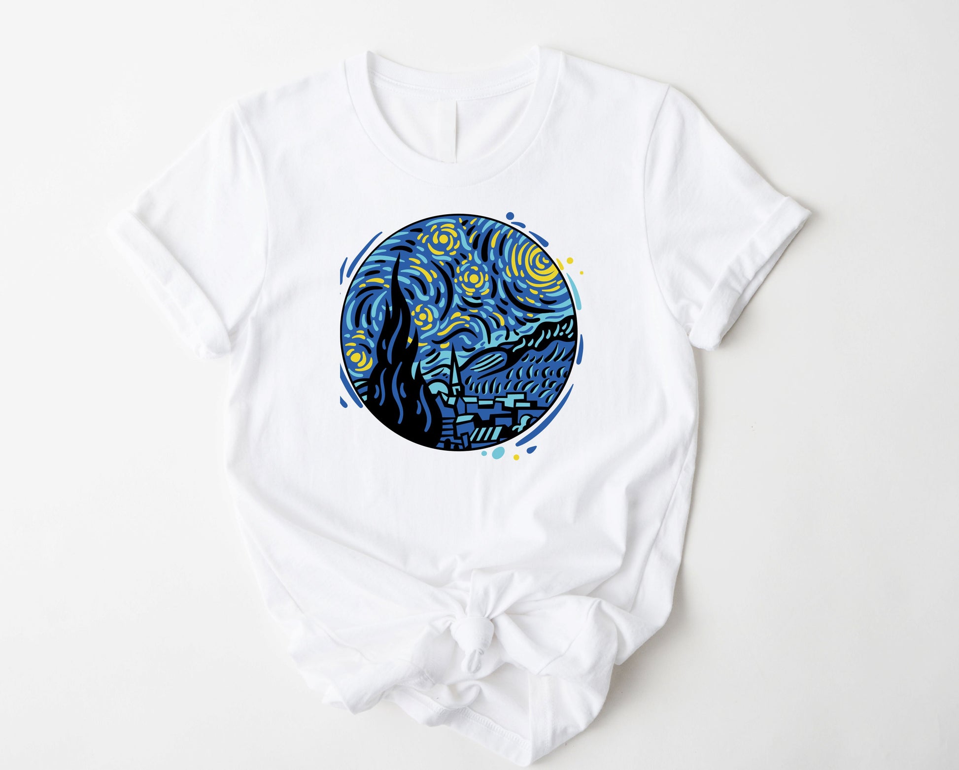 Wholesale Starry Night Graphic Tee - White