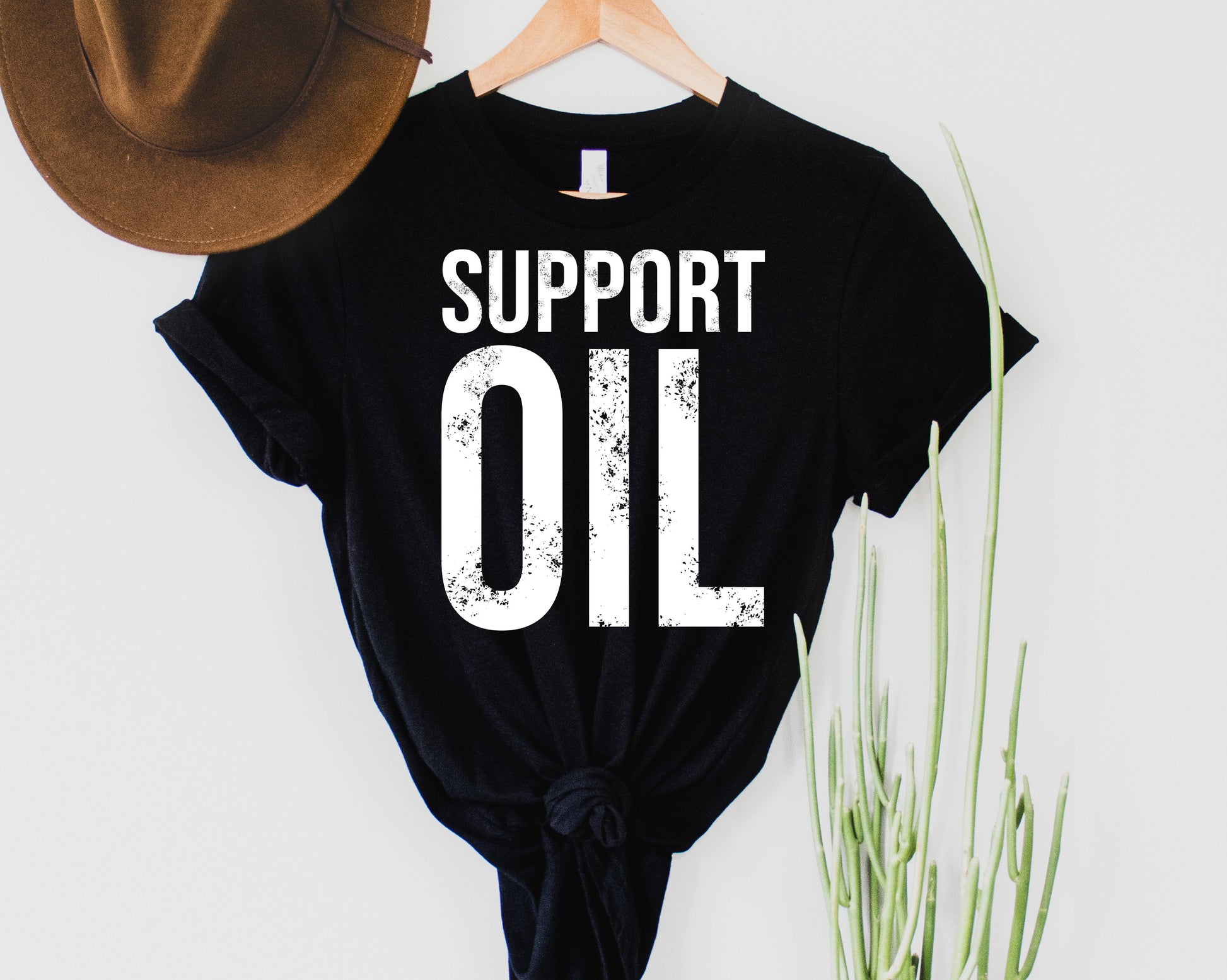 Wholesale Support Oil Graphic Tee - Black