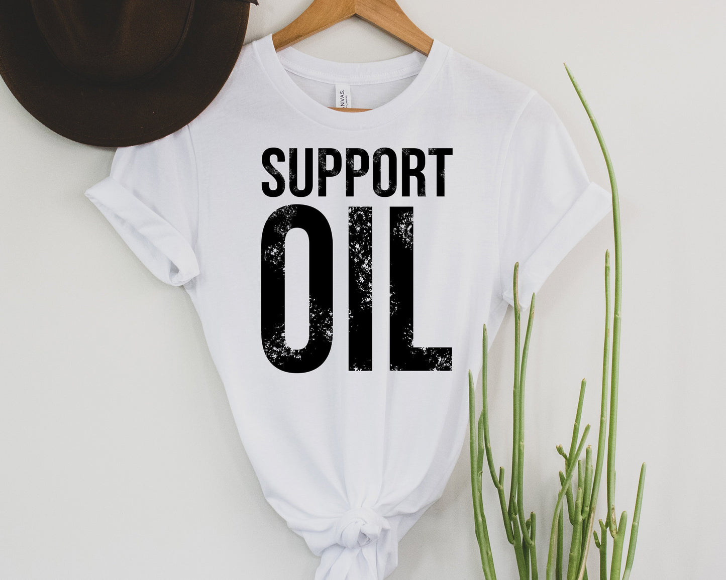 Wholesale Support Oil Graphic Tee - Heather Grey