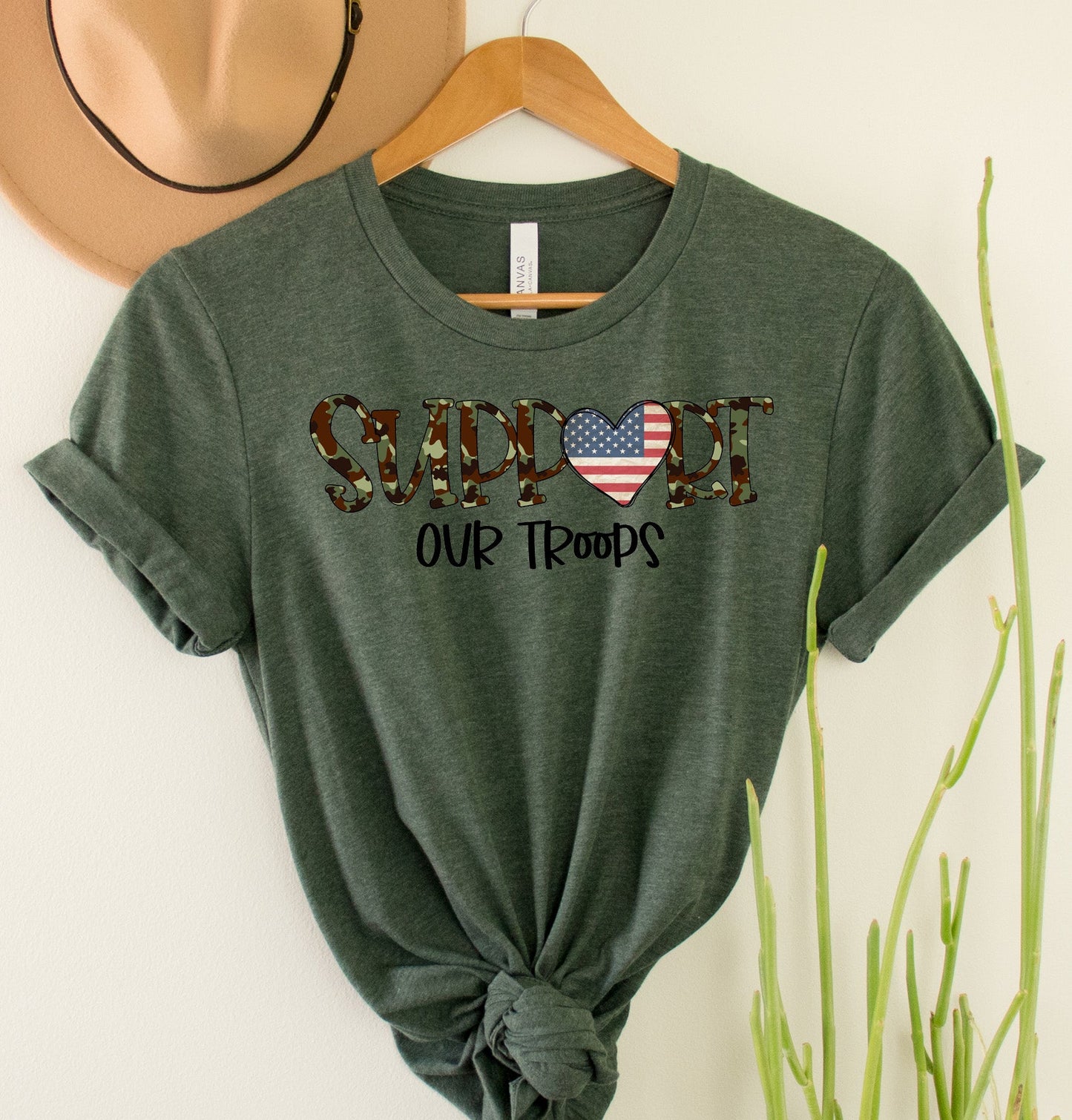 Wholesale Support our Troops Graphic Tee - Heathered Red