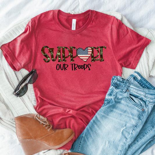 Wholesale Support our Troops Graphic Tee - White