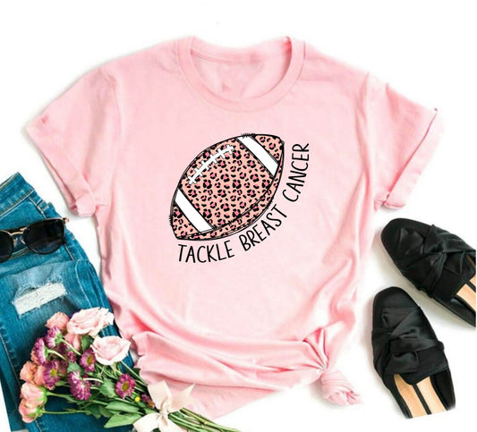 Wholesale Tackle Breast Cancer Graphic Tee - Pink