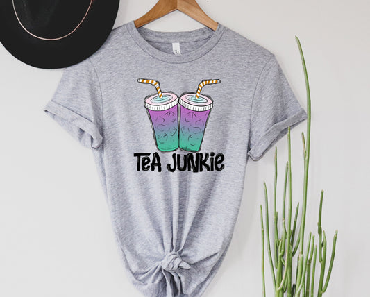 Wholesale Tea Junkie Graphic Tee - Grey