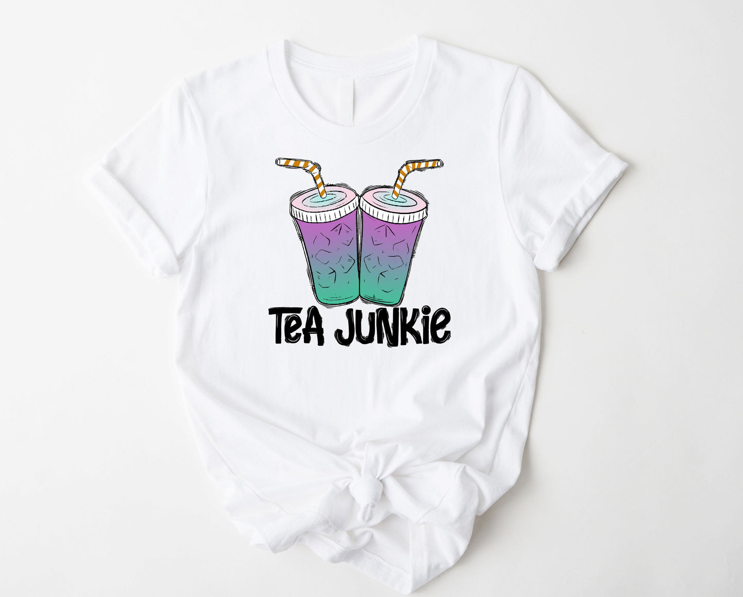 Wholesale Tea Junkie Graphic Tee - White