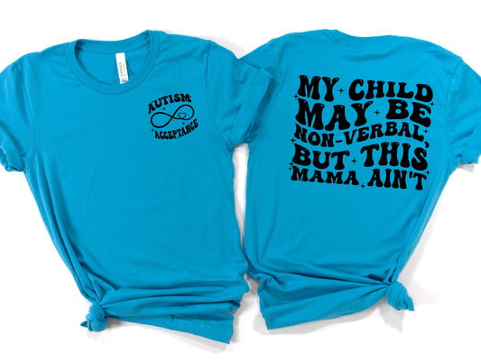Wholesale This Mama Ain't Graphic Tee - Prism Ice Blue Tee