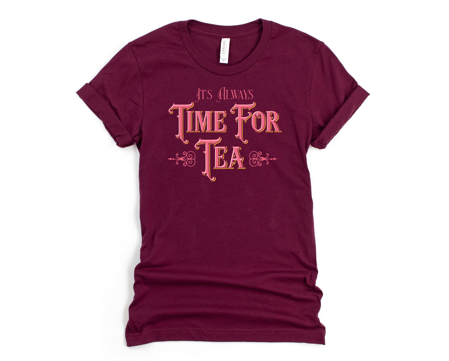 Wholesale Time for Tea Graphic Tee - Maroon
