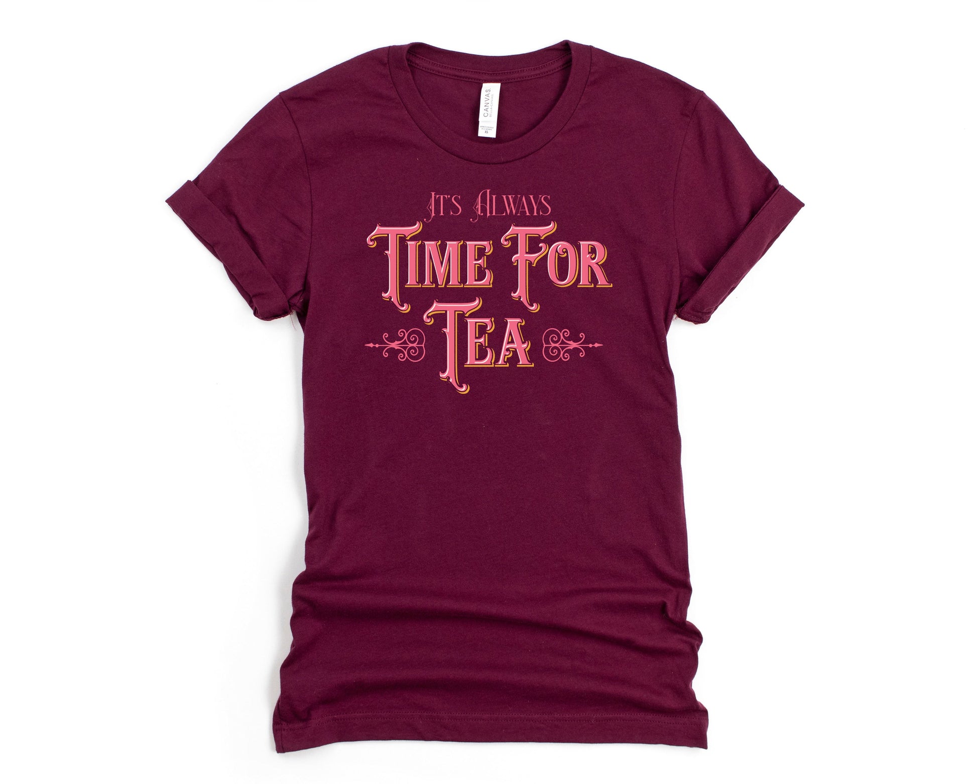 Wholesale Time for Tea Graphic Tee - Maroon