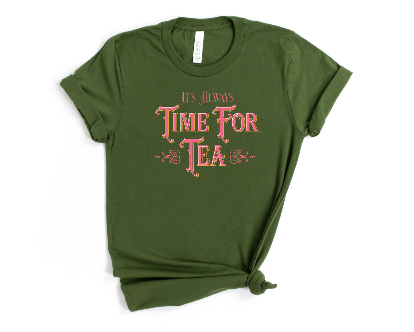 Wholesale Time for Tea Graphic Tee - Olive