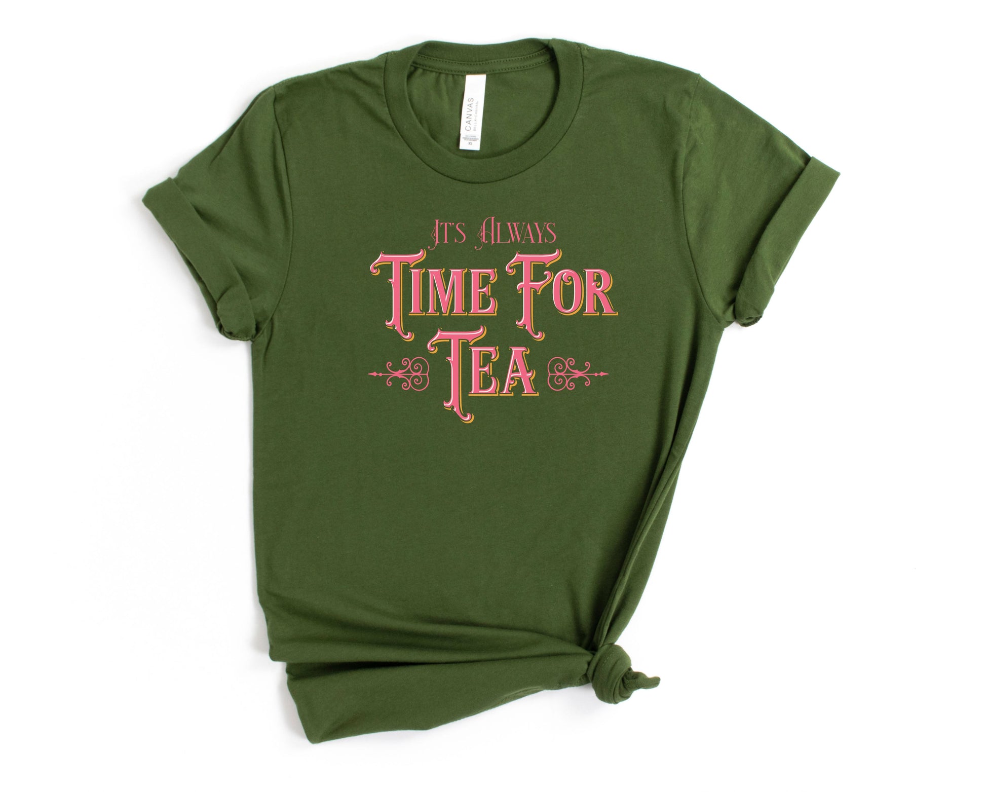 Wholesale Time for Tea Graphic Tee - Olive