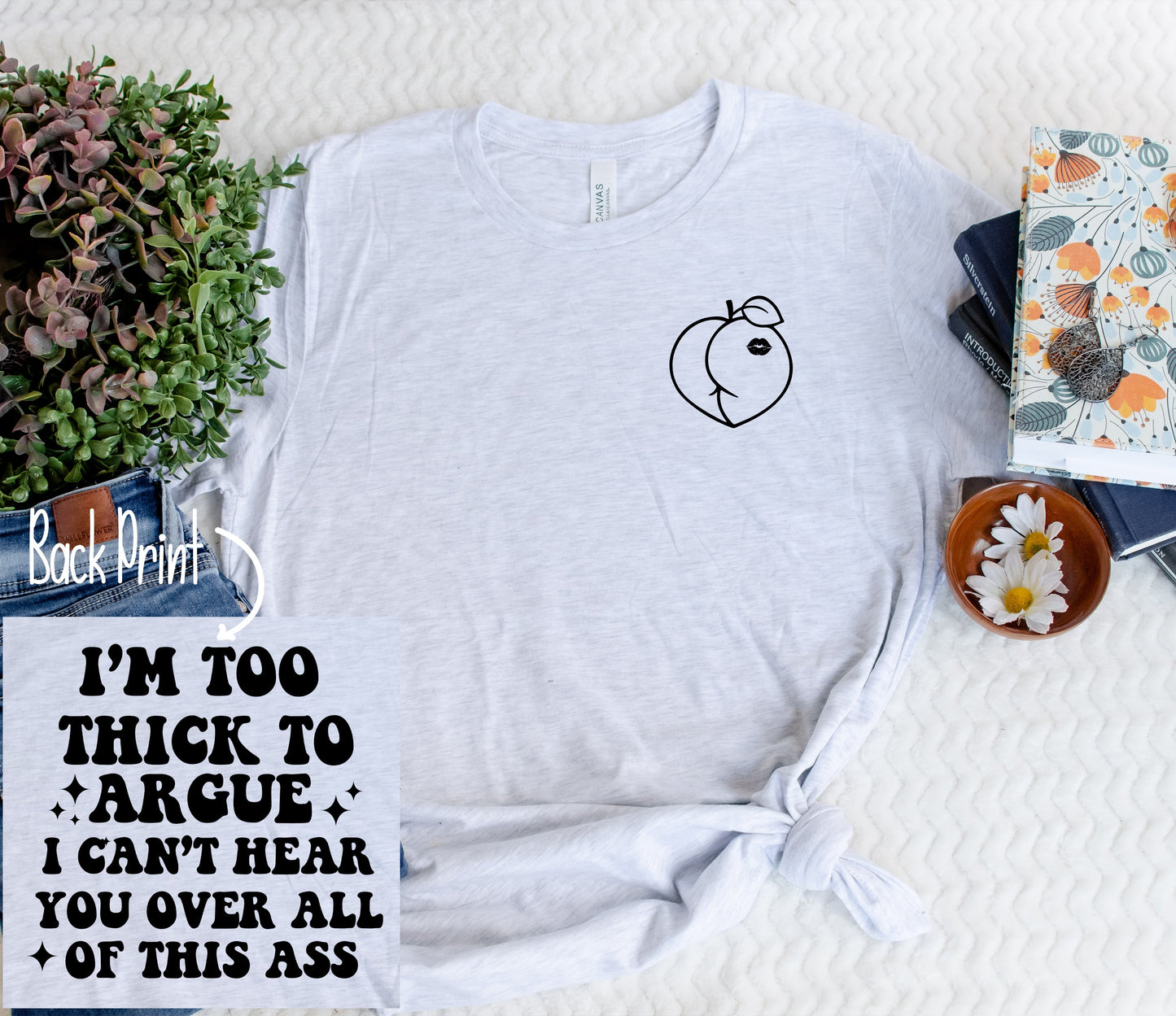 Wholesale Too Thick to Argue Graphic Tee - Black