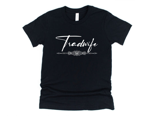 Wholesale Tradwife Graphic Tee - Black