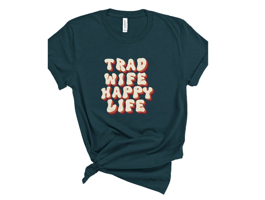 Wholesale Trad Wife Happy Life Graphic Tee - Atlantic
