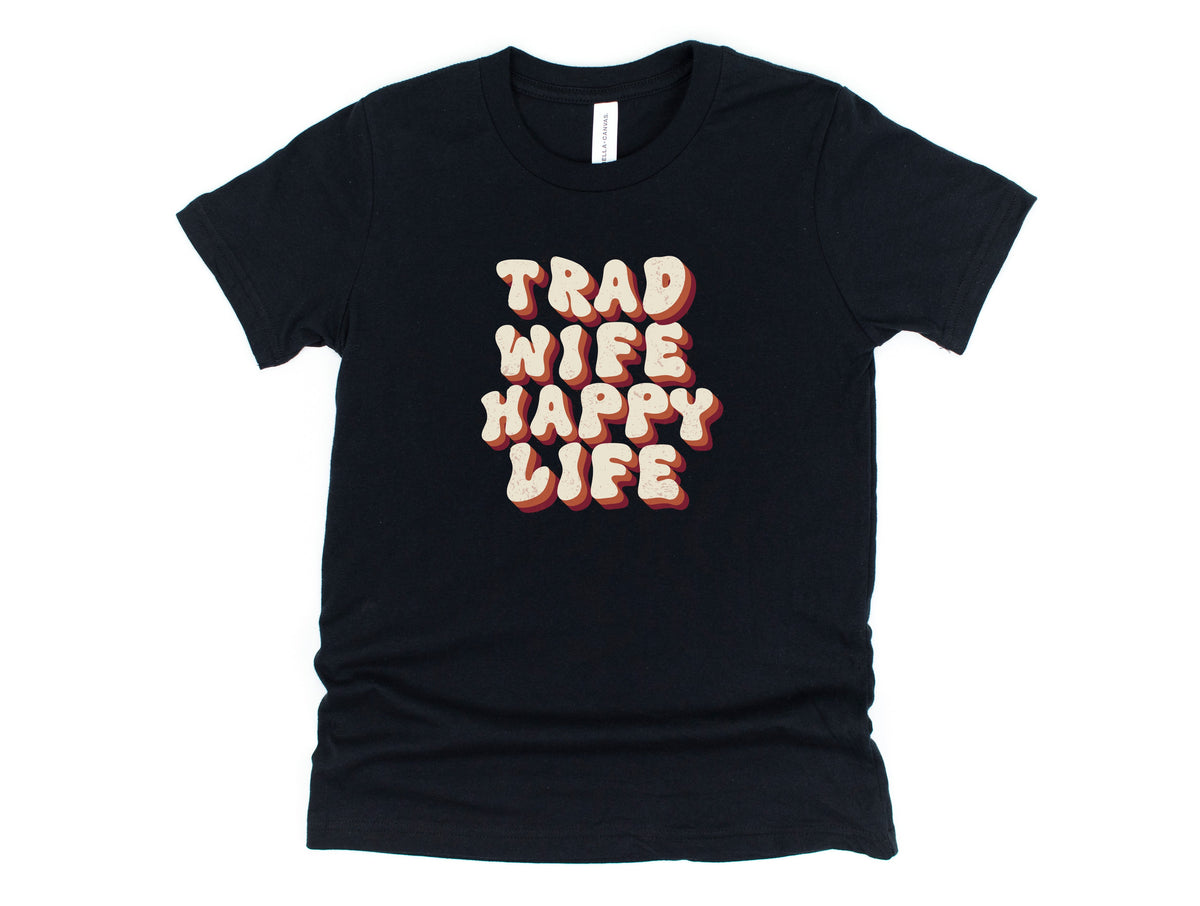 Wholesale Trad Wife Happy Life Graphic Tee - Black