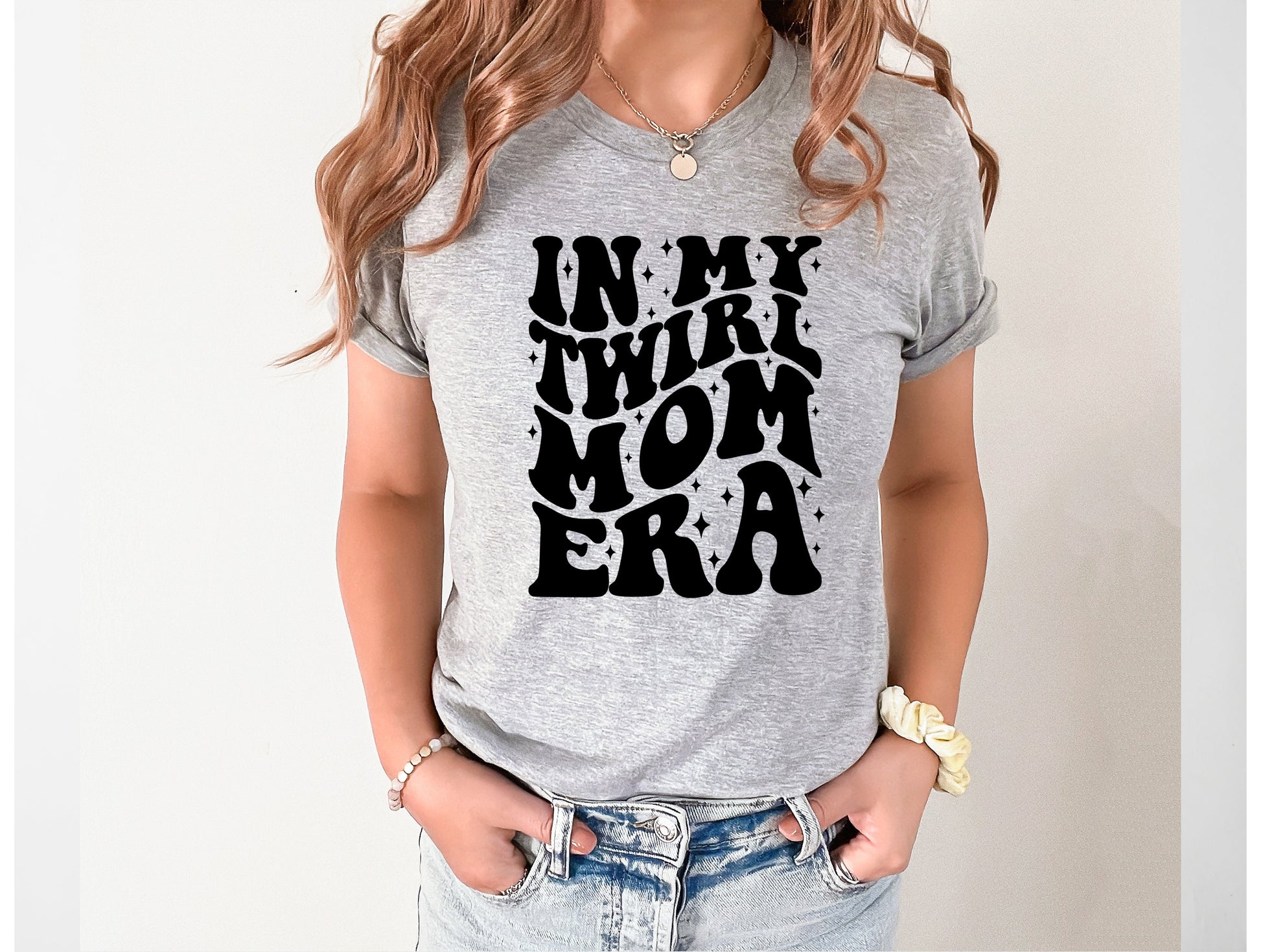 Wholesale Twirl Mom Era Graphic Tee - Grey Tee