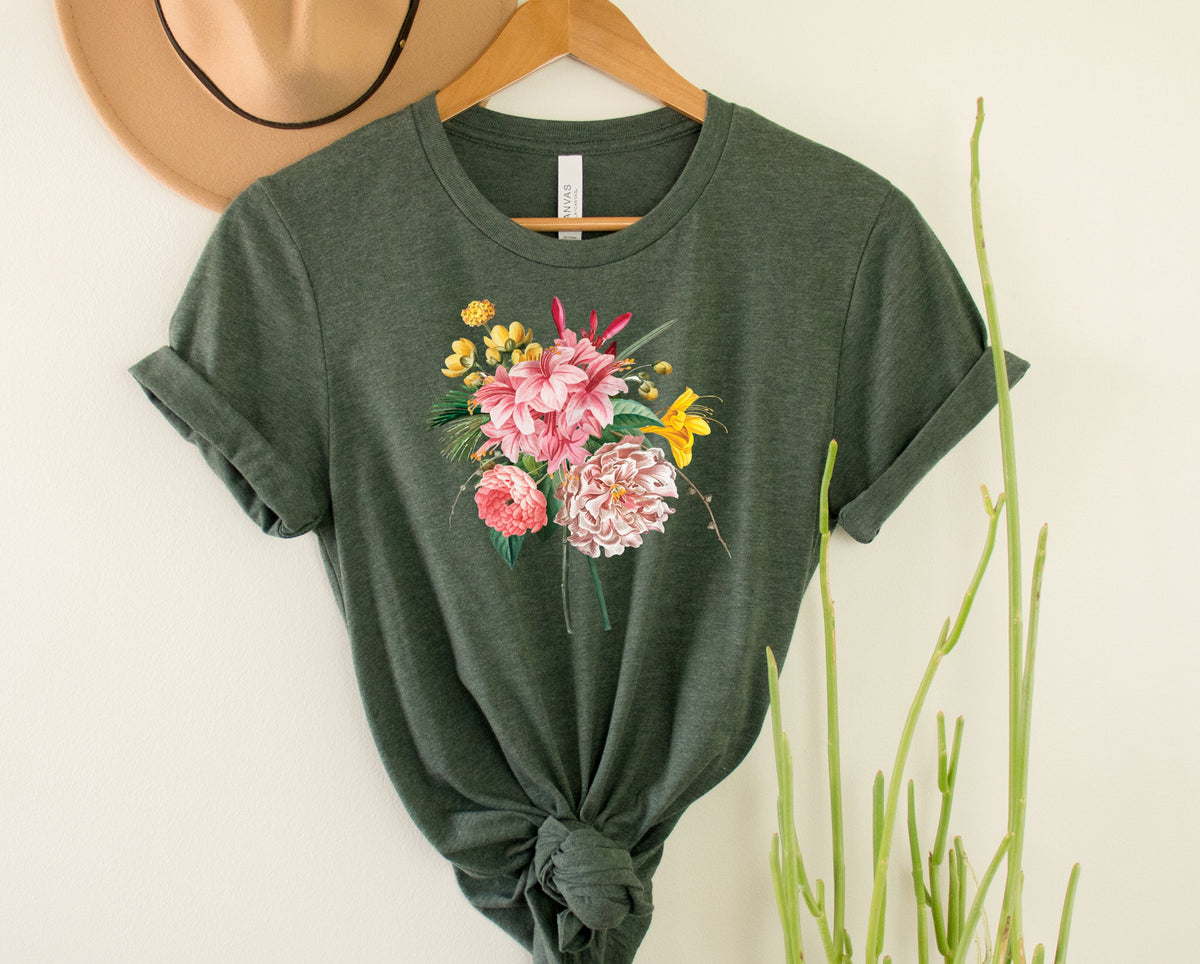 Wholesale Vintage Bouquet Graphic Tee - Heather Sand