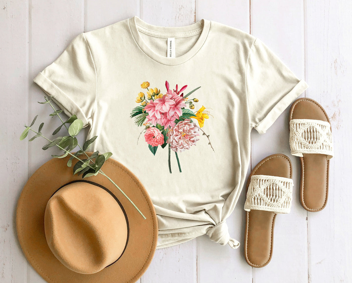 Wholesale Vintage Bouquet Graphic Tee - Heather Forest