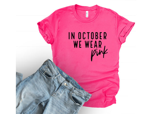 Wholesale We Wear Pink Graphic Tee - Fuchsia
