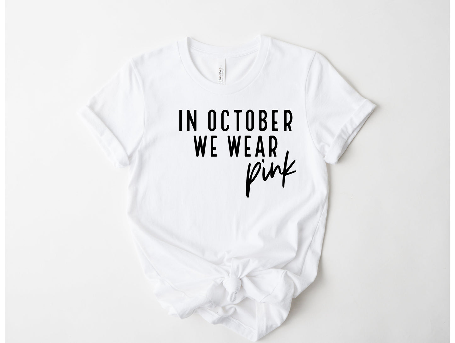 Wholesale We Wear Pink Graphic Tee - White