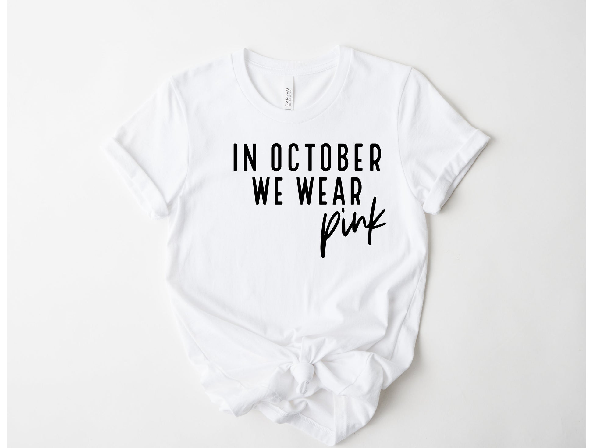 Wholesale We Wear Pink Graphic Tee - White