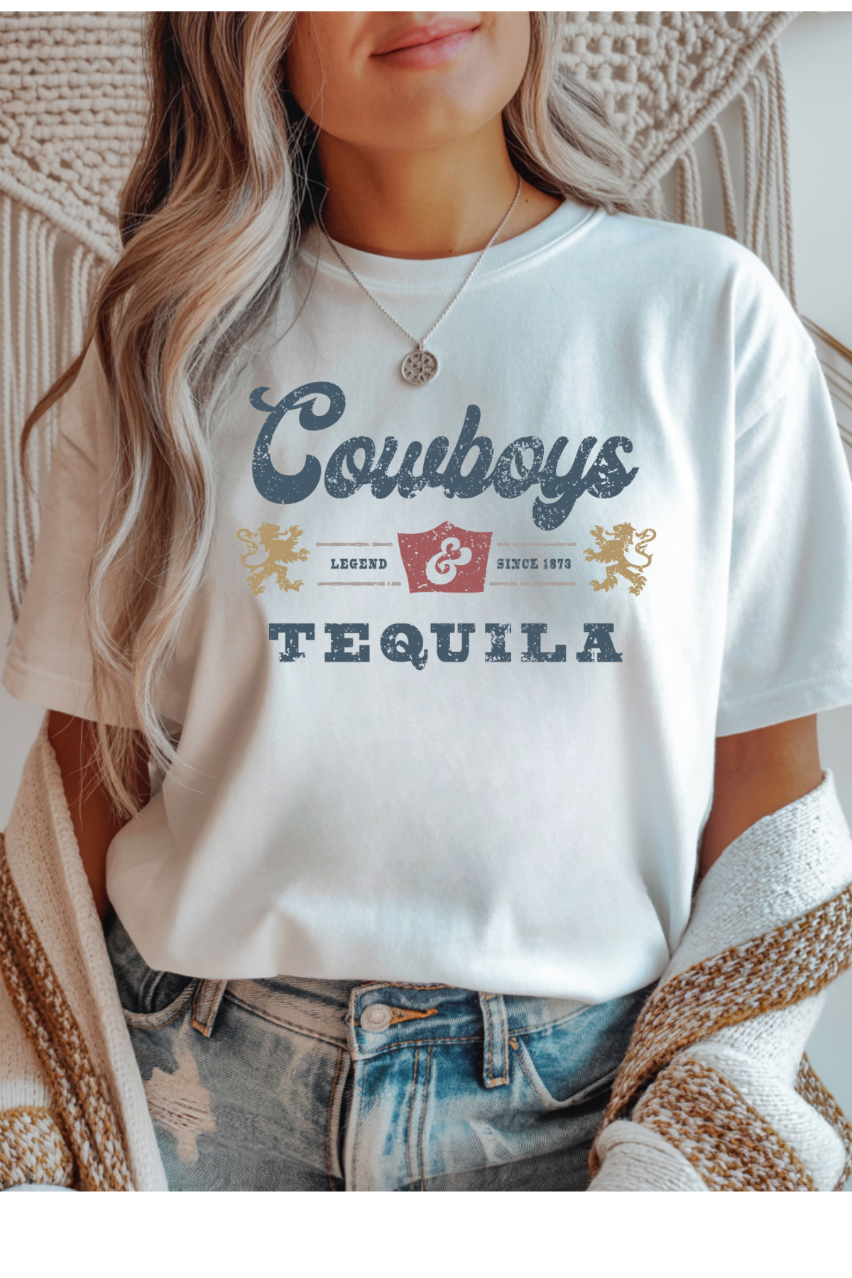 Wholesale Color Me Spring - Cowboys & Tequila #5 - White Gildan Tee