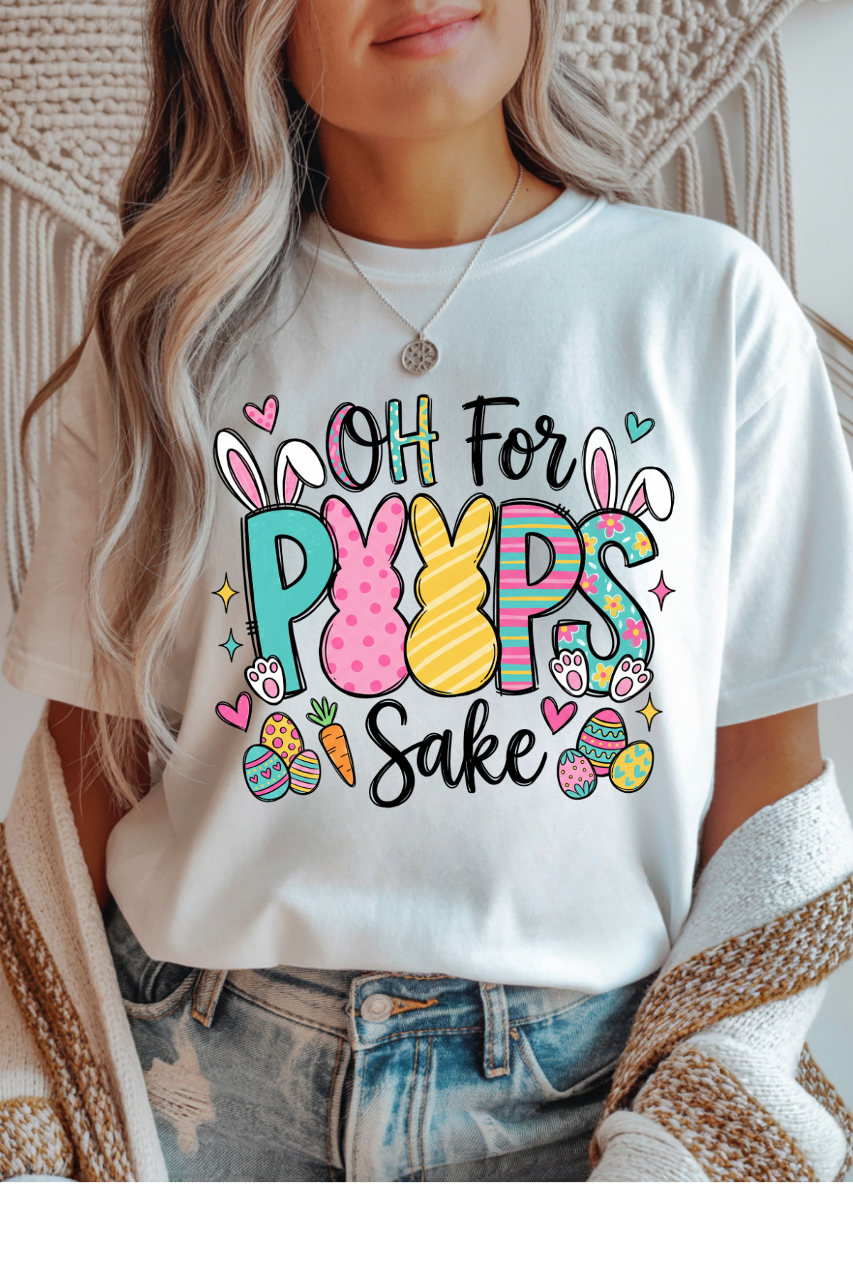 Wholesale Fern & Floral - Oh For Peeps Sake #10 - White Gildan Tee
