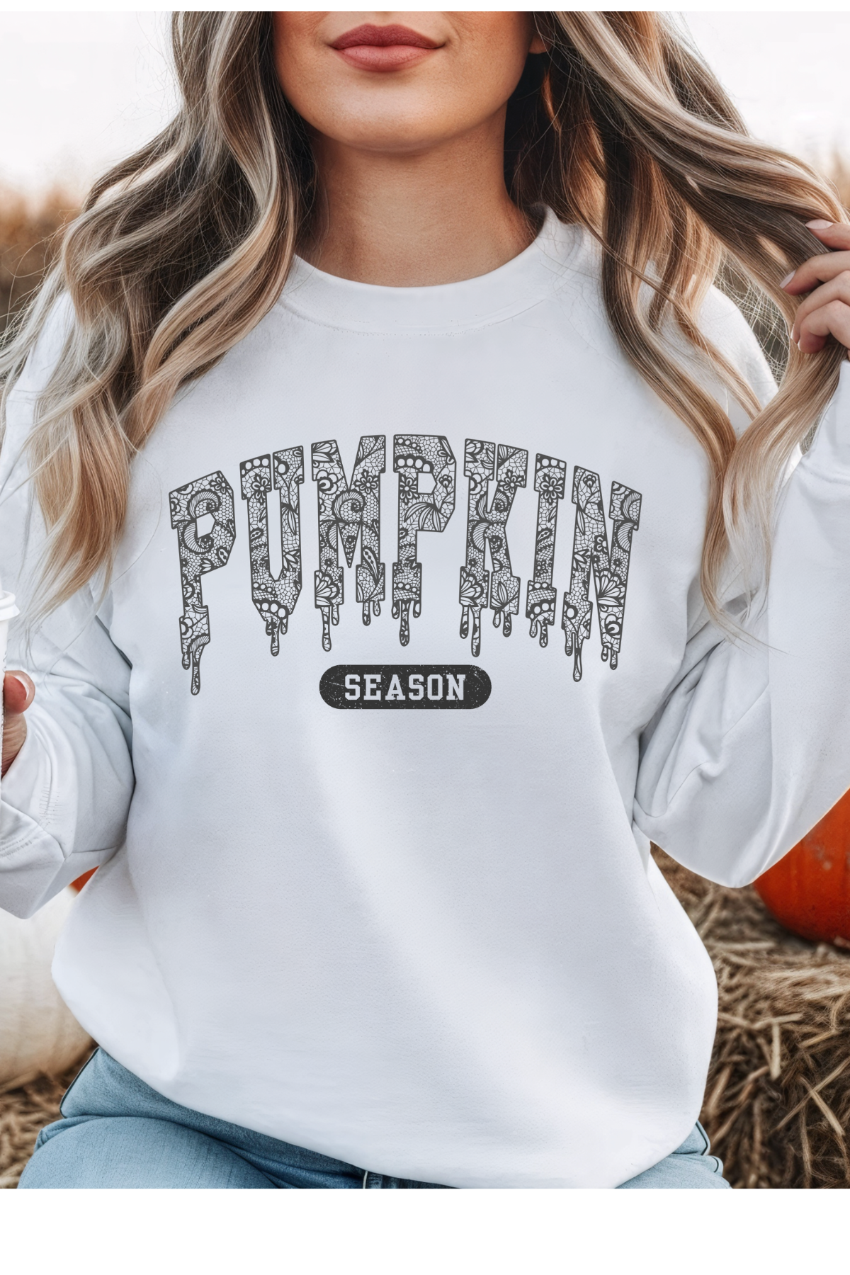 Wholesale Mulberry Nights - Pumpkin Season #2 - White Gildan Sweatshirt