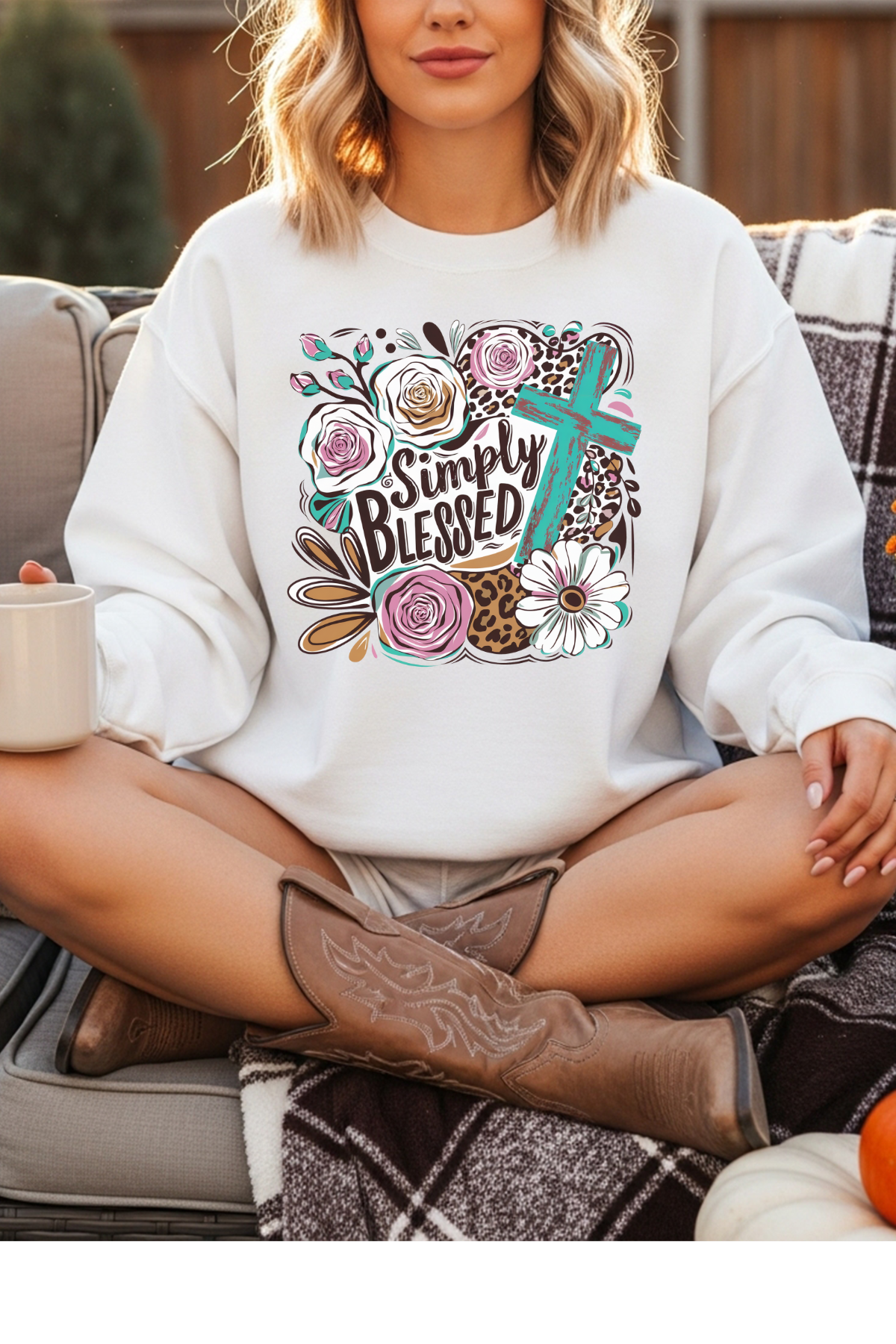 Wholesale Shadows & Spots - Simply Blessed #6 - White Gildan Sweatshirt