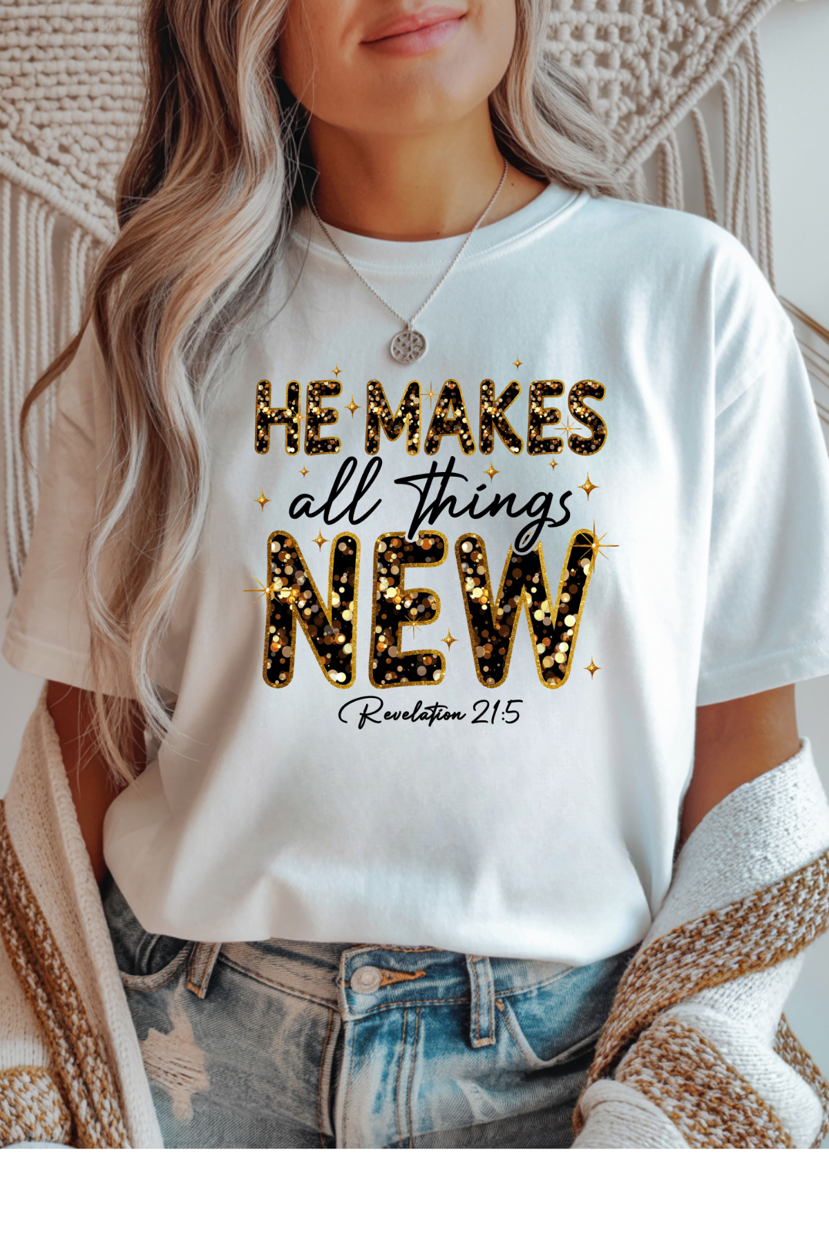 Wholesale New Year - He Makes All Things #3 - White Gildan Tee