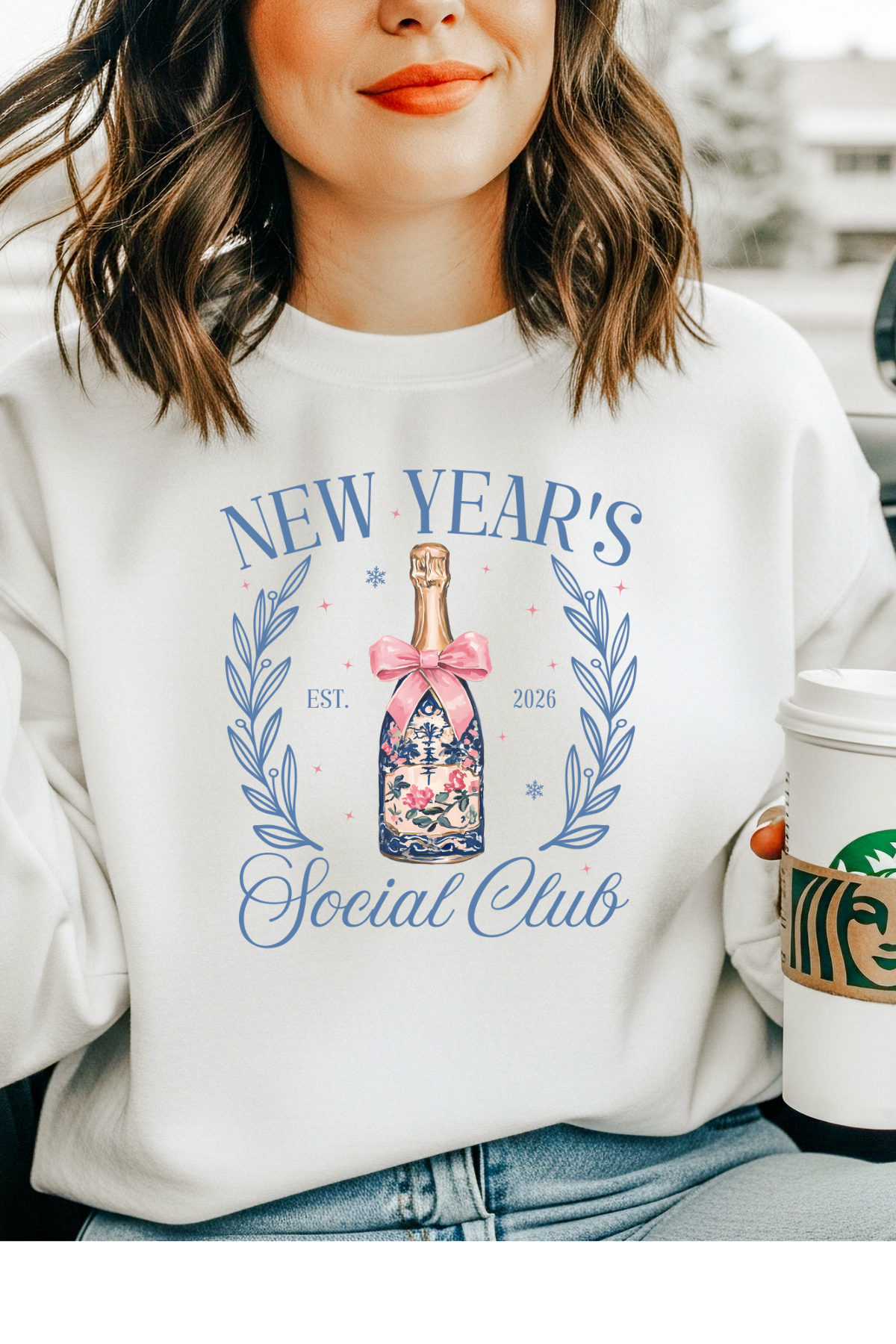 Wholesale New Year - Coquette New Year #6 - White Gildan Sweatshirt