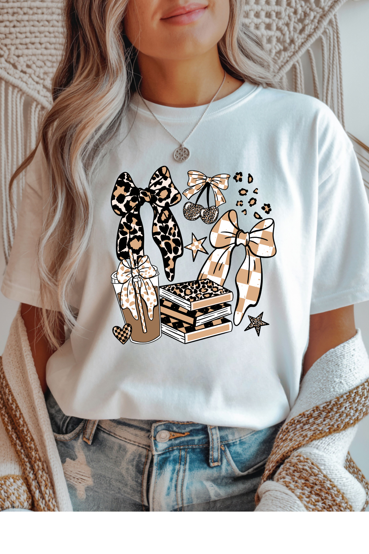 Wholesale Soft Meadow - Books Bows Coffee #1 - White Gildan Tee