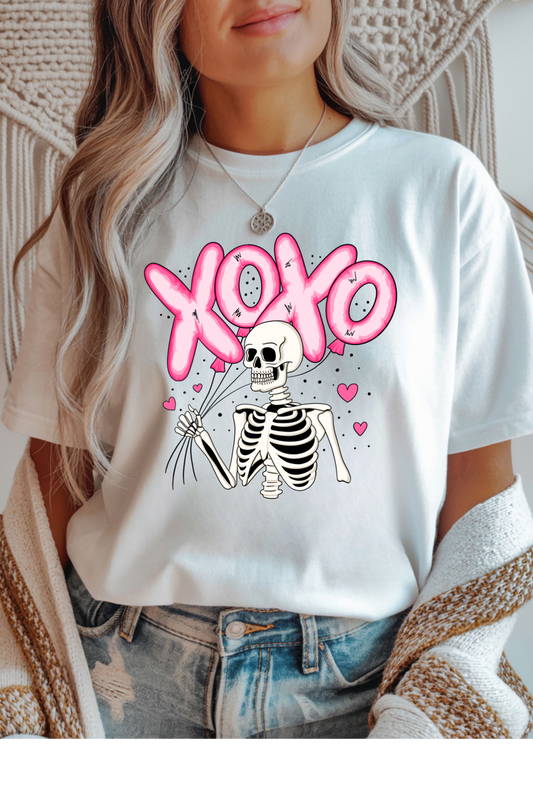 Wholesale Valentine's Day - XOXO Skeleton #6 - White Gildan Tee