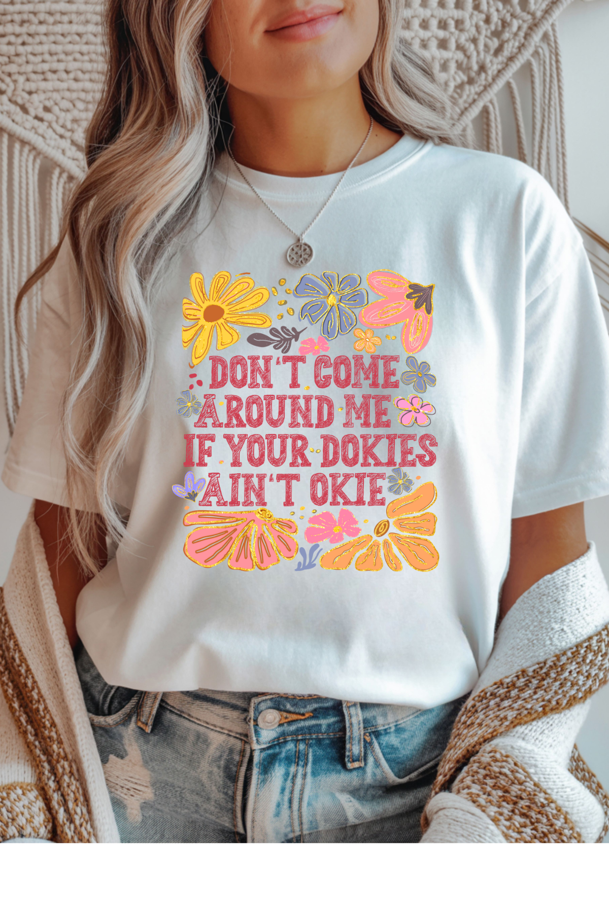 Wholesale Rooted in Spring - Dokies Aint Okies #2 - White Gildan Tee