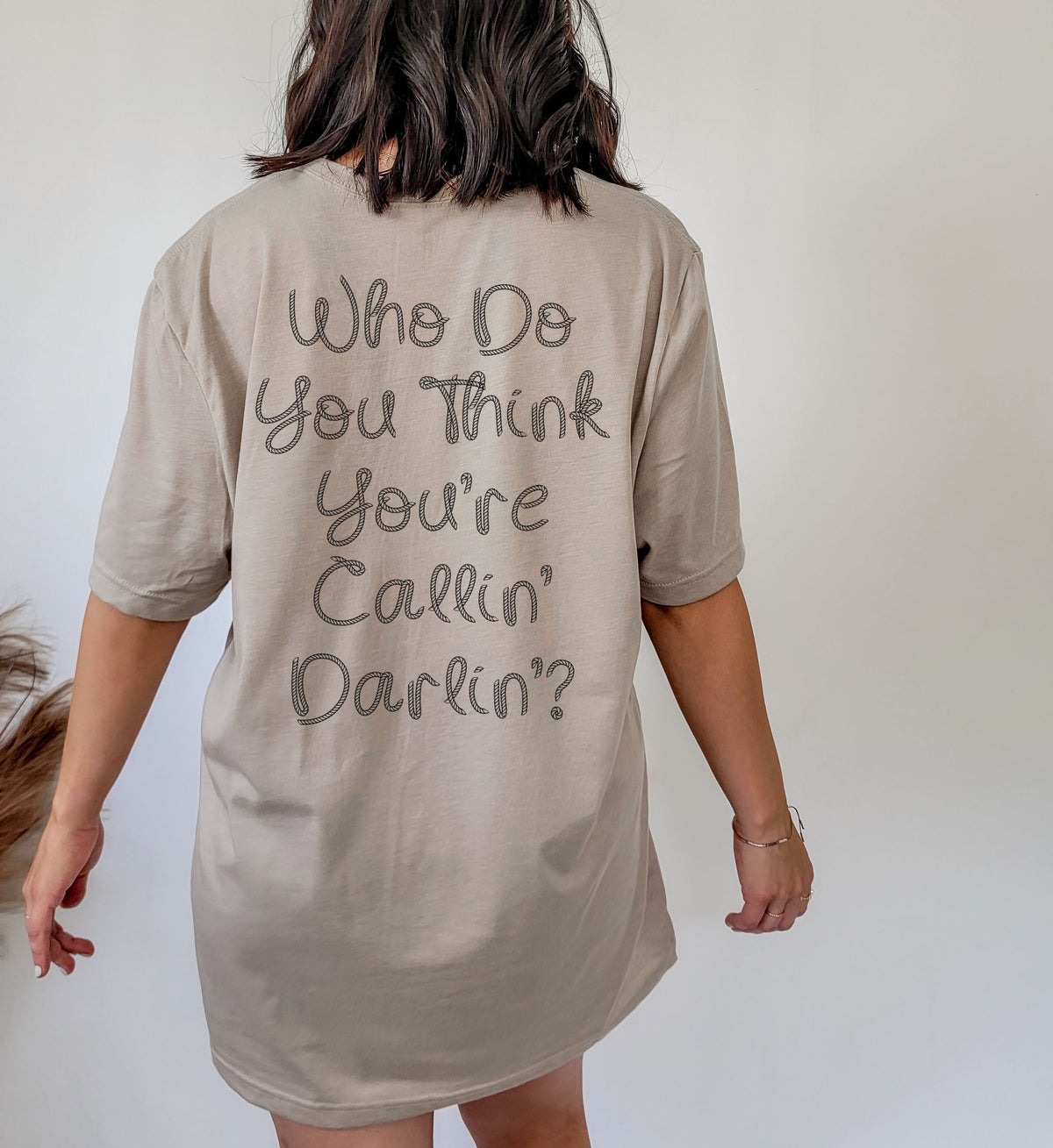 Wholesale Who Do You Think You're Callin' Darlin' Graphic Tee - Tan
