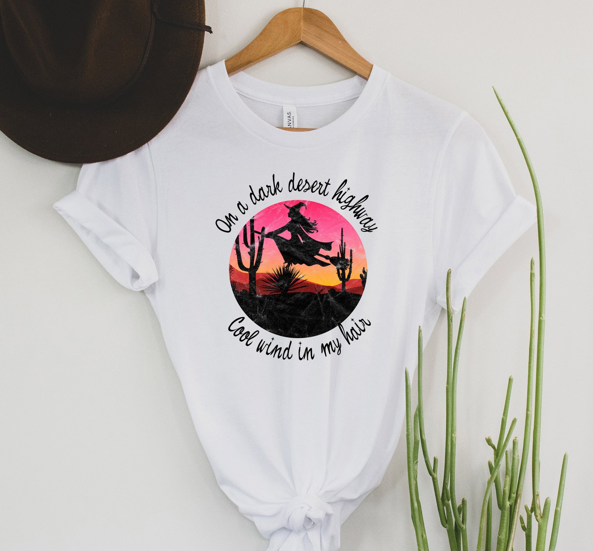 Wholesale Witch Desert Sunset Graphic Tee - White